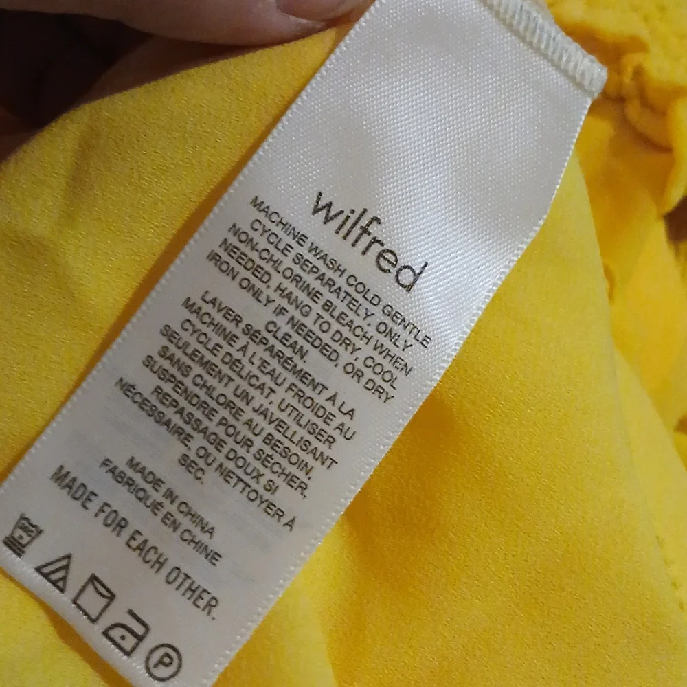 Wilfred Tempest Mini Dress Yellow Off The Shoulder Dress Size M - Picture 10 of 10